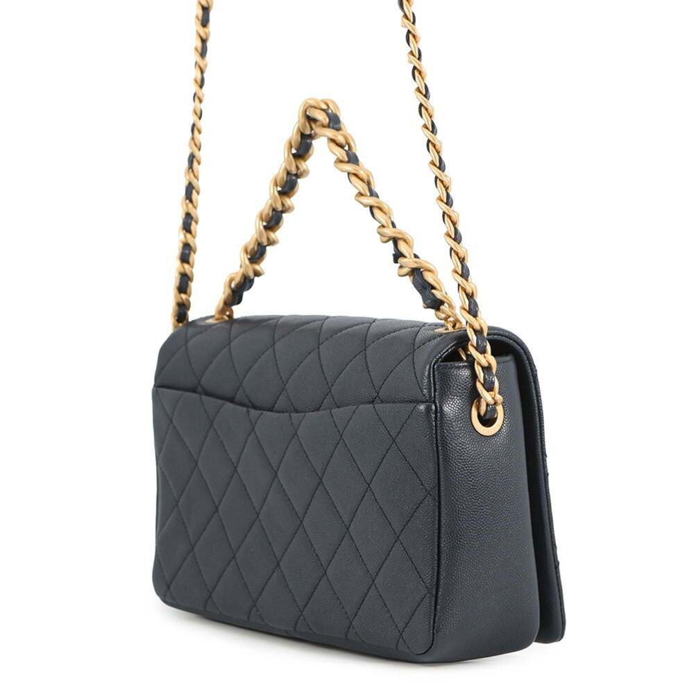 CHANEL Chain Shoulder Bag Matelasse Coco Mark Caviar Skin AS1977 - Picture 2 of 16
